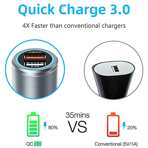 USB Car Charger with Cable for Samsung Galaxy S20 S21 S22 Plus Ultra FE 5G,A52 A13 A50 A51 A71 A21 A10E A20 A03S,Quick Charge 3.0 Fast Charging Dual Port Car Phone Adapter for iPhone 11 Pro Max XR X