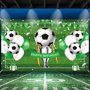 soccer happy birthday banner,large soccer birthday party supplies decorations banner backdrop printed with soccer balloons for boys kids teens sport themed birthday party supplies photo background
