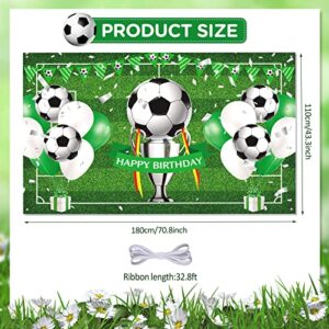 Soccer Happy Birthday Banner,Large Soccer Birthday Party Supplies Decorations Banner Backdrop Printed with Soccer Balloons for Boys Kids Teens Sport Themed Birthday Party Supplies Photo Background