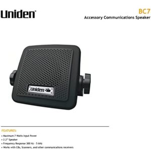 Uniden (BC7) Bearcat 7-Watt External Communications Speaker. Durable Rugged Design, Perfect for Amplifying Uniden Scanners, CB Radios, and Other Communications Receivers.