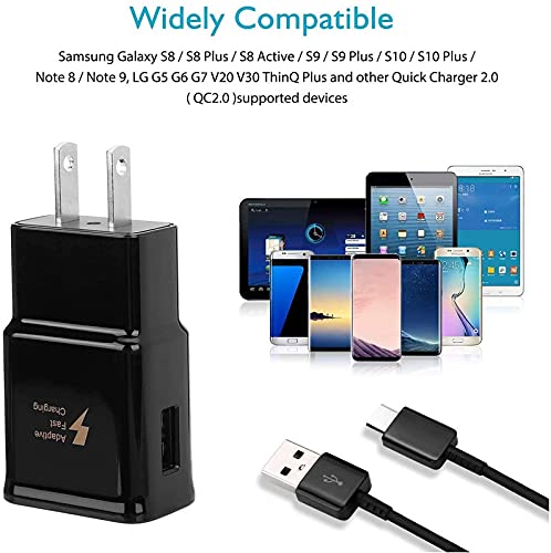Fast Charger with USB Type C 6.6FT (2m) Cable & OTG Adapter for Samsung Galaxy S9/S9 Plus/S8/S8 Plus/S10/S10e/S10 Plus/Note 8/Note 9/Note 10/A01/A13/A03s/A21/A30/A31/A32/A33 /A51/A52/A53/A71/S20/S21