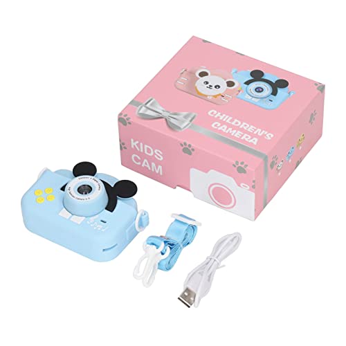 Okuyonic Mini Kids Camera, Kids Camera Multifunction Blue Cute Cartoon with Lanyard for Home