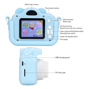 Okuyonic Mini Kids Camera, Kids Camera Multifunction Blue Cute Cartoon with Lanyard for Home