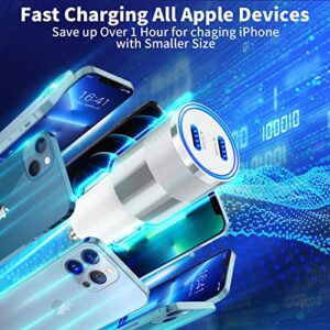 [Apple MFi Certified] iPhone Car Charger, KYOHAYA 60W Dual PD USB-C Power PPS Super Fast Car Charger with 2 Pack Type C to Lightning Quick Charging Cable for iPhone 14/13/12/11/XS/XR/X/SE/iPad/AirPods