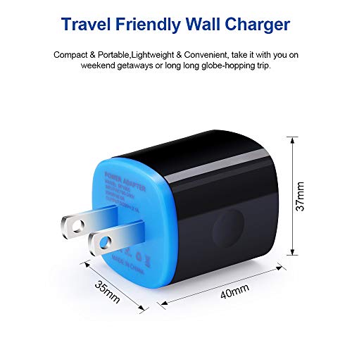 Android Phone Wall Charger Cube Block with Micro USB Cable Compatible for Moto E, G, G5 Plus/E5 Play E6 E4, Samsung Galaxy Note 5/4 S7 S6 J8 J7 J7V J3V, Tablet, USB A Nylon Bradied Cord 6FT 3 Pack