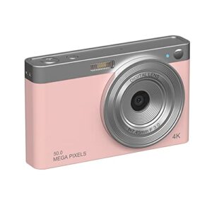 portable digital camera for photography, 50 million pixels vlogging camera, 1080p camera with 2.88” ips screen, 16x zoom compact portable mini rechargeable, gifts for students teens adults (pink)