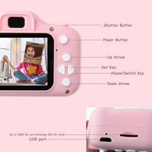 XSPANDER Camera for Kids Digital Camera with 1080P Screen, Support Photo and Video Recording, 2 inches IPS Screen with 32GB SD Card (Pink)