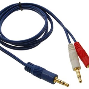 6ft CablesOnline 3.5mm Stereo Male to Dual (Rd/Wh) Mono 3.5mm Blue Audio Breakout Cable