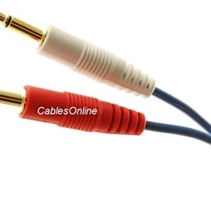 6ft CablesOnline 3.5mm Stereo Male to Dual (Rd/Wh) Mono 3.5mm Blue Audio Breakout Cable