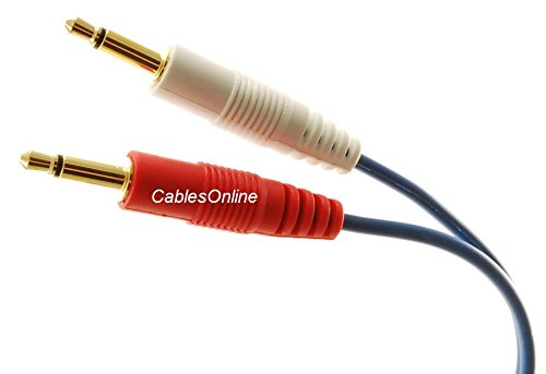 6ft CablesOnline 3.5mm Stereo Male to Dual (Rd/Wh) Mono 3.5mm Blue Audio Breakout Cable