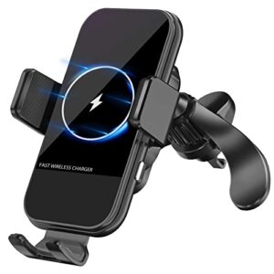 wireless car charger,hyundai 15w qi fast charging auto clamping car charger phone mount for car air vent compatible with iphone 13/12/11/x, samsung galaxy s22+/s21/s10/note 20 etc