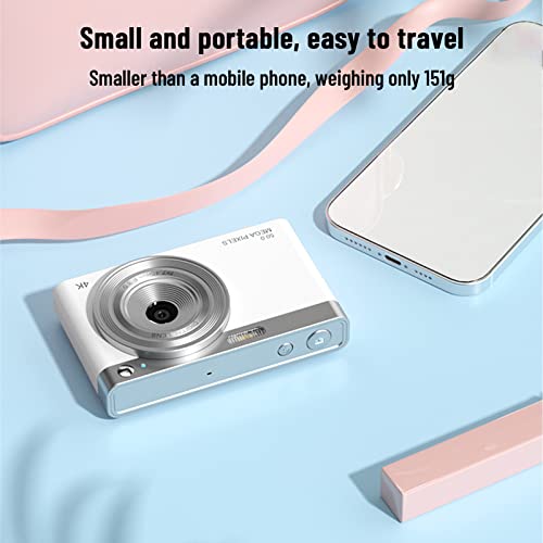 Portable Digital Camera for Photography, 50 Million Pixels Vlogging Camera, 1080P Camera with 2.88'' IPS Screen, 16X Zoom Compact Portable Mini Rechargeable, Gifts for Students Teens Adults (White)