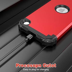 iPod Touch 7th Generation Case with 2 Screen Protectors, IDweel Hybrid 3 in 1 Shockproof Slim Heavy Duty Hard PC Cover Soft Silicone Rugged Bumper Full Body Case for iPod Touch 5/6/7th Gen, Red