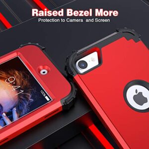 iPod Touch 7th Generation Case with 2 Screen Protectors, IDweel Hybrid 3 in 1 Shockproof Slim Heavy Duty Hard PC Cover Soft Silicone Rugged Bumper Full Body Case for iPod Touch 5/6/7th Gen, Red
