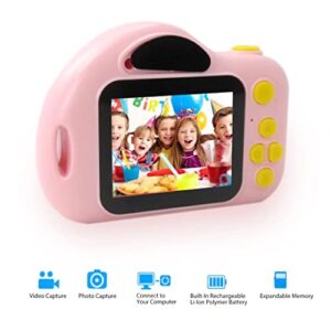 Pink Kids Digital Camera, 32GB Micro SD Card, Gifts for Birthday Christmas, Holiday, Festival