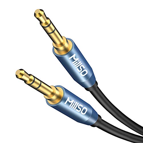 MillSO 3.5mm Audio Cable (6.6 Feet) Male to Male Stereo AUX Cable TRS Headphone Jack Auxiliary Cable for AUX Cord, Car, Home Stereos, Smartphone, Tablet, MP3 Player, Speaker, Headphone - Metal Blue