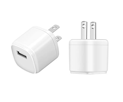 2-Pack USB Wall Charger Plug,5V/1A Charger Block Cube Compatible with iPhone,iPod,Watch,Headset(2 Pack)