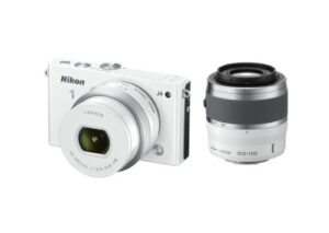 nikon 1 j4 digital camera with 1 nikkor 10-30mm f/3.5-5.6 pd zoom lens and 30-110mm f/3.8-5.6 lens (white) (discontinued by manufacturer)