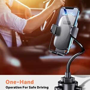 eSamcore Cup Holder Phone Holder for Car - 15" Height Gooseneck Cup Holder Phone Mount for Car, Adjustable Car Phone Holder Mount for Tesla Compatible with All iPhone Samsung Galaxy Cell Phones