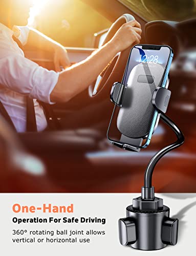 eSamcore Cup Holder Phone Holder for Car - 15" Height Gooseneck Cup Holder Phone Mount for Car, Adjustable Car Phone Holder Mount for Tesla Compatible with All iPhone Samsung Galaxy Cell Phones