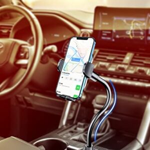 eSamcore Cup Holder Phone Holder for Car - 15" Height Gooseneck Cup Holder Phone Mount for Car, Adjustable Car Phone Holder Mount for Tesla Compatible with All iPhone Samsung Galaxy Cell Phones