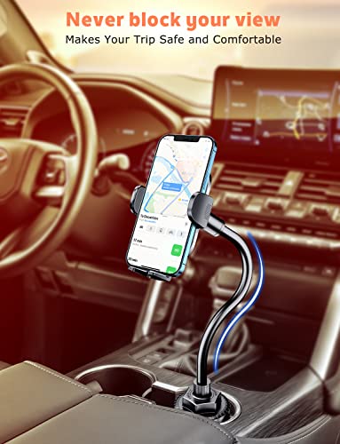 eSamcore Cup Holder Phone Holder for Car - 15" Height Gooseneck Cup Holder Phone Mount for Car, Adjustable Car Phone Holder Mount for Tesla Compatible with All iPhone Samsung Galaxy Cell Phones