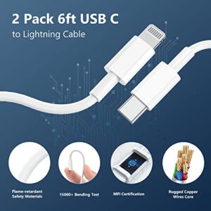 45W Car Charger, Multi Port USB C Cigarette Lighter Splitter with 2 Pack 6 ft Lightning Cable Cord, Dual Outlet Automobile Adapter Plug Fast Charging for iPhone 14 13 12 11 X XS XR (Plus Pro Max) iPad