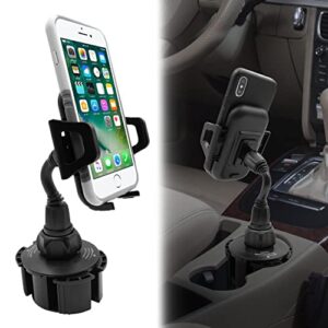 macally car cup holder phone mount [upgraded], adjustable gooseneck cell phone holder car mount – easy cup phone holder clamp in vehicle – cupholder compatible with all iphone android smartphone