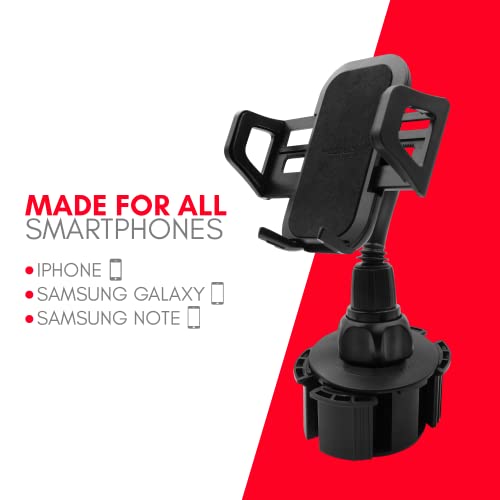 Macally Car Cup Holder Phone Mount [Upgraded], Adjustable Gooseneck Cell Phone Holder Car Mount - Easy Cup Phone Holder Clamp in Vehicle - Cupholder Compatible with All iPhone Android Smartphone