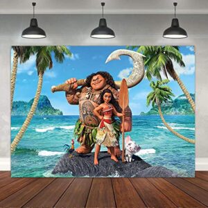 7x5ft moana maui beach theme backdrop baby shower girl birthday party background cake table dress-up large banner supplies