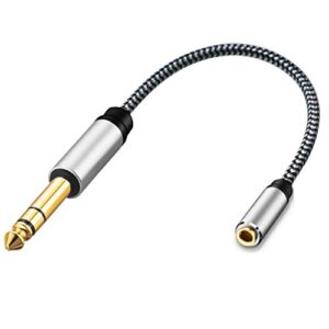 morelecs 3.5mm to 1/4 adapter, 1/4 to 3.5mm adapter 6.35mm 1/4″ male to 3.5mm 1/8″ female trs stereo audio cable nylon braid compatible for amplifiers, guitar, piano, home theater devices