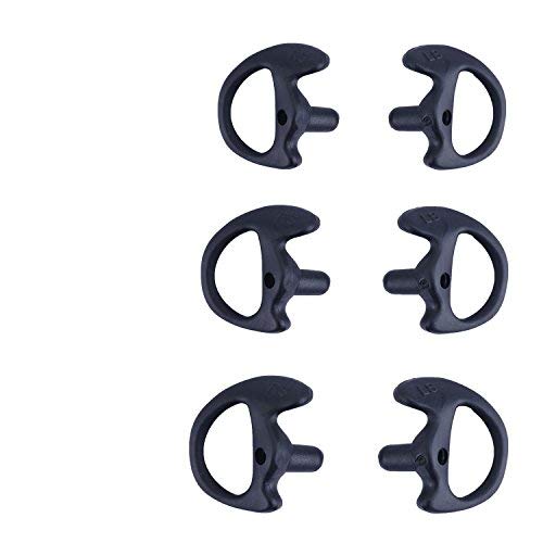 KS K-STORM Two Way Radio Ear Mold Replacement Soft Silicone Ear Insert for Acoustic Coil Tube Earpiece (Black, 3 Pair Large,Medium,Small)