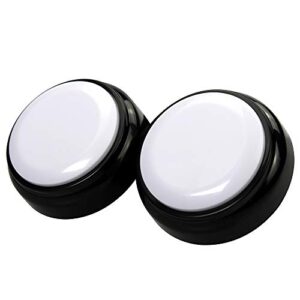 cover talking button record & playback your own message 30 second custom recordable, easy sound recorder set of 2 (2pcs/white+black)