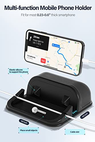 Loncaster Car Phone Holder, Cell Phone Holder Silicone Car Pad Mat for Various Dashboards, Slip Free Desk Phone Stand Compatible with iPhone, Samsung, Android Smartphones, GPS Devices and More (Black)