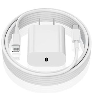 iphone fast charger,[apple mfi & etl certified] 20w apple fast charger with usb c to lightning cable 10ft super charger block apple chargers for iphone 13/12/12 mini/12 pro/12 pro max/11/ipad（1-pack