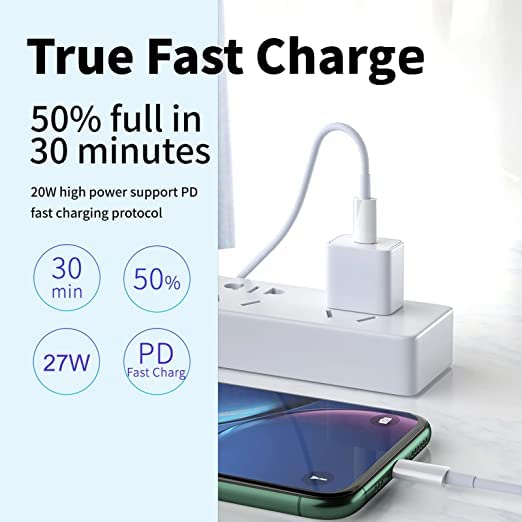 Super Fast Charger 20W Rapid USB C Wall Charger Block PD Adapter Fast Charging Compatible with 13/12/11 Pro Max,Mini,Pro/XR(1 Pack)