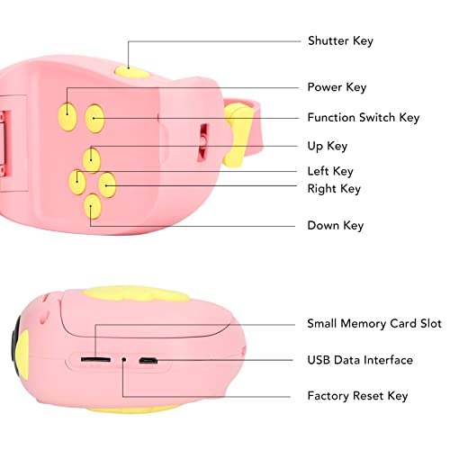 Jeanoko Mini Children Camera, Kids Digital Camera Timed Photo Multifunctional 2in TFT Display Screen Easy to Operate with 400Mah Battery for Child Education(Pink)