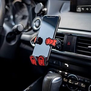 Hug Buddy Iron Man Air Vent Car Phone Holder, Adjustable, Universal Fit, Cell Phone Mount Compatible with iPhone, Samsung Galaxy, LG, Google, Pixel, Moto, Black and Other Smartphones
