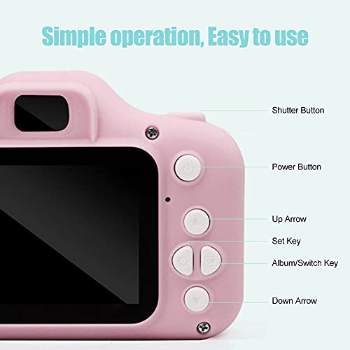 Vikye Upgrade Kids Selfie Camera, X2 2.0 IPS Color Display Digital Camera, Mini Portable Camera for Kids Age 3-9, Christmas Birthday Gifts(Pink)