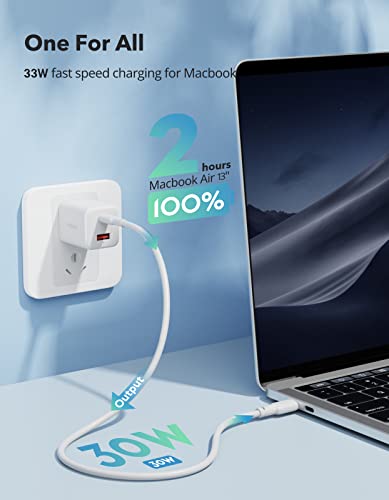 THREEKEY USB C Wall Charger,33W Dual USB Port Charger Block,Type C Charger Fast Charging Power Adapter Compatible with iPhone 14/13/12/X,Samsung S21/S20/Note 20/10/9/8,Sony,Moto,iPad,MacBook, White