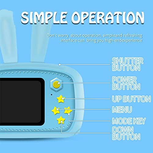 Kids Camera, Rabbit Shape Video LCD Screen Kid Camera, Kids Camera for Girls, USB Data Transfer Kids Digital Camera, Battery Powered Toddler Camera Yellow