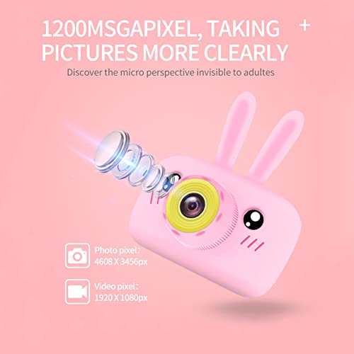 Kids Camera, Rabbit Shape Video LCD Screen Kid Camera, Kids Camera for Girls, USB Data Transfer Kids Digital Camera, Battery Powered Toddler Camera Yellow