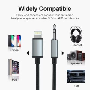 Aux Cord for iPhone, ANDNOVA Lightning to 3.5mm Headphone Jack Audio Cable 4Ft [Apple MFi Certified] for iPhone 13/13 Mini 12/11 Pro/X/XR/XS Max / 8/8 Plus iPad to Car Stereo, PA, Speaker, Headphone