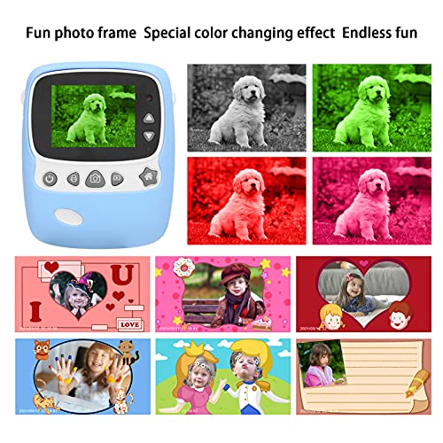 Kids Digital Selfie Camera, 18MP Instant Print Children Video Camera Recorder with 2.4in IPS Display, Fun Photo Frame, MP3 Playback and Dual Lens for Boys and Girls Christmas Birthday(Blue)