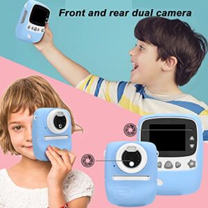 Kids Digital Selfie Camera, 18MP Instant Print Children Video Camera Recorder with 2.4in IPS Display, Fun Photo Frame, MP3 Playback and Dual Lens for Boys and Girls Christmas Birthday(Blue)