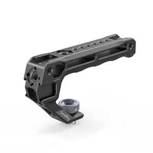 smallrig top handle with 3/8″-16 locating holes for arri grip for camera cage, universal video rig with 5 cold shoe adapters to mount dslr camera with microphone/led light/monitor – 3765