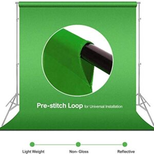 LimoStudio 6 x 9 ft. Green Chromakey Screen Backdrop Muslin, Extra Soft Silk Non-Glossy Texture with 5 Ring Clip Backdrop Holder for Photo Video Studio, AGG1338