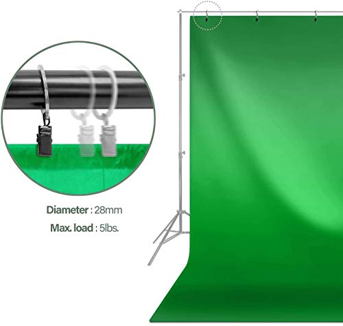 LimoStudio 6 x 9 ft. Green Chromakey Screen Backdrop Muslin, Extra Soft Silk Non-Glossy Texture with 5 Ring Clip Backdrop Holder for Photo Video Studio, AGG1338