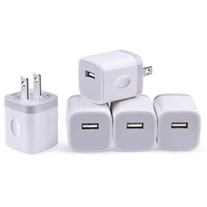 usb charger plug, iphone charging block, nonouv 5-pack 1a/5v single port usb wall charger cube box brick base for iphone 14 13 12 11 pro max se 10 xr xs x 8 7 6 6s plus,ipad,samsung,lg,kindle,android