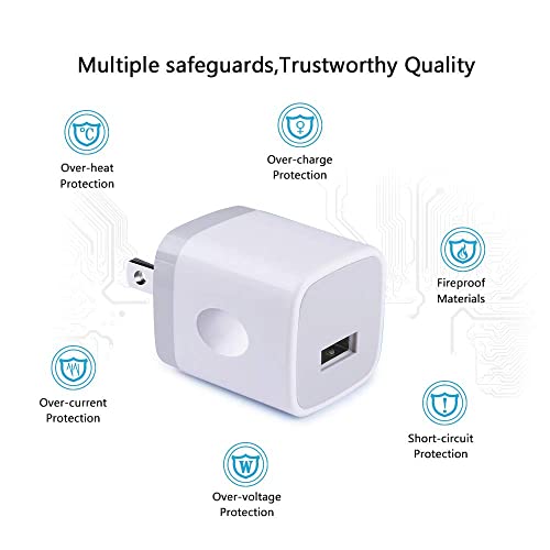 USB Charger Plug, iPhone Charging Block, NonoUV 5-Pack 1A/5V Single Port USB Wall Charger Cube Box Brick Base for iPhone 14 13 12 11 Pro Max SE 10 XR XS X 8 7 6 6S Plus,iPad,Samsung,LG,Kindle,Android